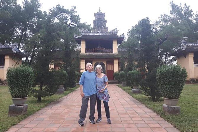 Daytrip to Hue Imperial Palace, Royal King Tomb &Perfume River via Hai Van Pass - Thien Mu Pagoda: Hue’s most recognizable symbol, and still active