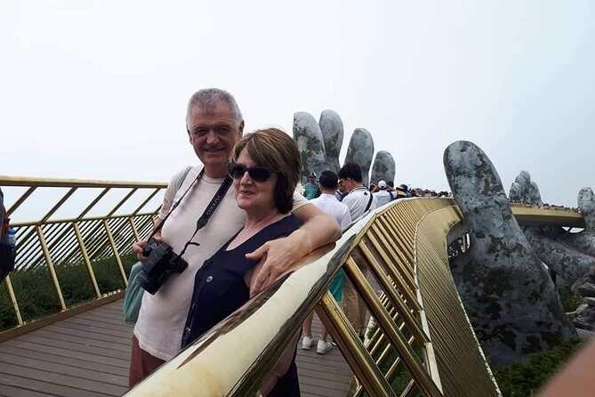 GOLDEN BRIDGE & BA NA HILL via CABLE CAR from DA NANG or HOI AN (Private Tour) - Golden Bridge: Giant stone hands, exact measurements, and photo math